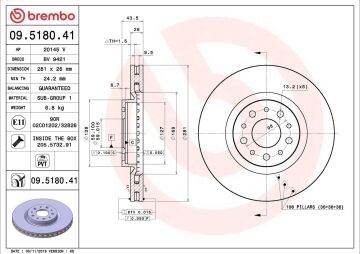 Fiat Egea Sedan/Hatchback Ön Fren Diski 1.6 Multijet 120 Beygir 281 mm Çap 2015-2020 BREMBO