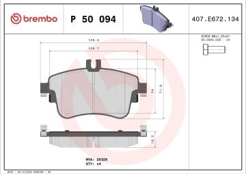 Mercedes B Serisi W246 Kasa B200 Ön Fren Balatası Standart Paket 2012-2018 BREMBO