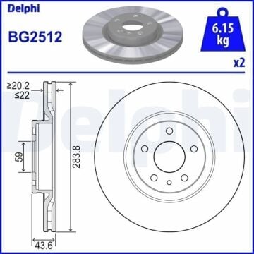 Fiat Egea Sedan/Hatchback Ön Fren Diski 1.6 Multijet 120 Beygir 284 mm Çap 2015-2020 DELPHI