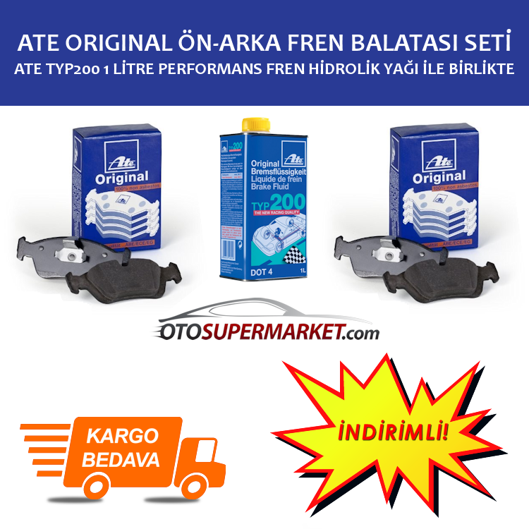 Volvo S40 Ön ve Arka Fren Balata ve ATE Typ200 Performanslı Hidrolik Yağ Seti 1.6 Benzinli 100 Beygir 2004-2012 ATE ORIGINAL