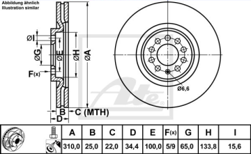 Volkswagen Polo 5 GTI Performanslı Ön Fren Diski 1.4 TSI 180 Beygir 312 mm 2013-2016 ATE POWER DISC