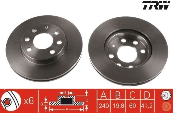 Opel Corsa C 1.2 Benzinli Ön Fren Diski 240 mm Çap ABS'li Modellere 2001-2006 TRW