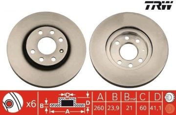 Opel Corsa C 1.4 Benzinli Ön Fren Diski 260 mm Çap 2001-2006 TRW