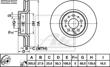 Volvo S80 Fren Diski Ön 2.0 Turbo 305 mm 1998-2006 ATE