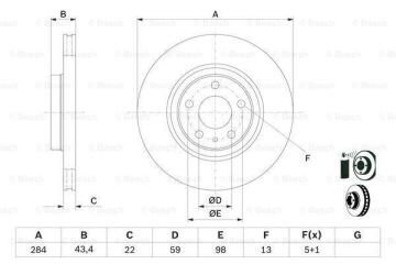Fiat Egea Sedan/Hatchback/Cross Ön Fren Diski 1.6 Multijet 130 Beygir 284 mm Çap 2020-2026 BOSCH
