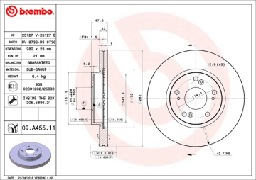 Honda Civic 9 Ön Fren Diski FB7 282 mm Çap 2012-2016 BREMBO