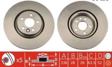 Volvo V70 Ön Fren Diski 17'' Sistem 336 mm Çap 2007-2016 TRW
