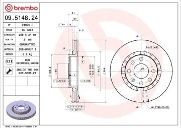 Opel Vectra B Ön Fren Diski 1.8 16V 125 Beygir 1996-1998 BREMBO