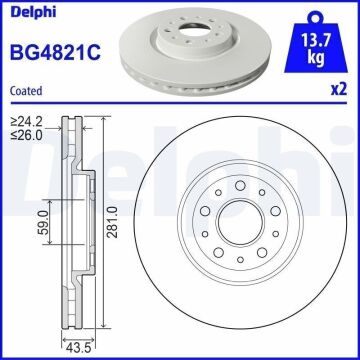 Fiat Egea Sedan/Hatchback/Cross Ön Fren Diski 1.6 Multijet 130 Beygir 281 mm Çap 2020-2026 DELPHI