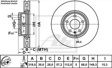 Audi A4 Ön Fren Diski 2.0 TDI 190 Beygir 318 mm Çap 2015 Sonrası ATE ORIGINAL