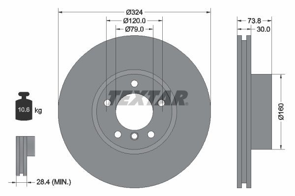 BMW E39 530i/d Ön Fren Diski 324 mm Çap Büyük Tip 2001-2003 TEXTAR