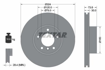 BMW E39 530i/d Ön Fren Diski 324 mm Çap Büyük Tip 2001-2003 TEXTAR