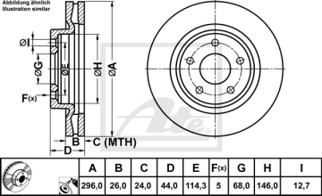 Nissan Qashqai Ön Fren Diski 1.5 dci 296 mm 2007-2013 ATE ORIGINAL