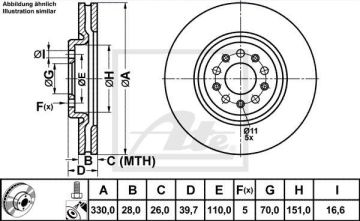 Alfa Romeo Giulietta Ön Fren Diski 1.4 Turbo 170 Beygir 330 mm Güçlendirilmiş BREMBO Fren Sistemi İçin ATE