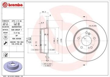 Mercedes E Serisi 210 Kasa Arka Fren Diski E200 Kompresör 163 Beygir 278 mm Çap 1996-2002 BREMBO