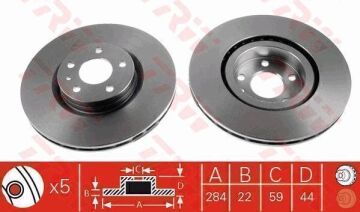 Fiat Egea Sedan/Hatchback/Cross Ön Fren Diski 1.6 Multijet 130 Beygir 284 mm Çap 2020-2026 TRW