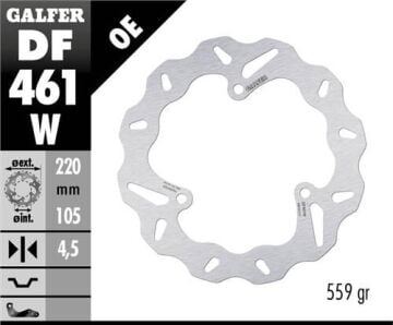 Yamaha YZF R25 Arka Fren Diski 220 mm 2014 Sonrası GALFER DALGALI HAREKETLİ ALUMİNYUM DİSK