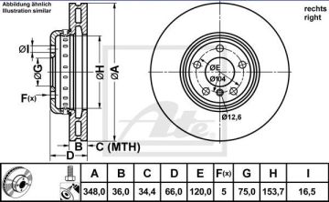 BMW 7 Serisi F01 / F02 Kasa 730d Ön Fren Diski 3.0 Dizel 258 Beygir 348 mm 2009-2015 ATE ORIGINAL