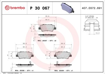 Hyundai i30 Arka Fren Balatası Elektrikli El Freni İçin 2017 Sonrası BREMBO