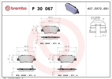 Kia Sportage Arka Fren Balatası Elektrikli El Freni İçin 2016-2020 BREMBO