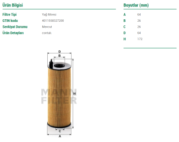 BMW 3 Serisi E90 Yağ Filtresi 320d 177 Beygir 2005-2012 MANN