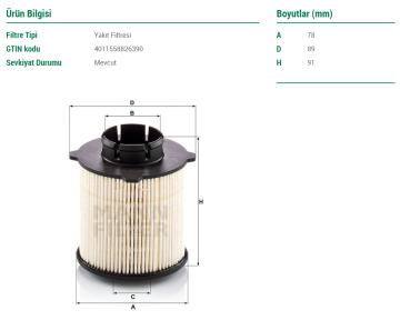 Opel Insignia A Mazot Filtresi 2.0 CDTI 195 Beygir 2008-2016 MANN