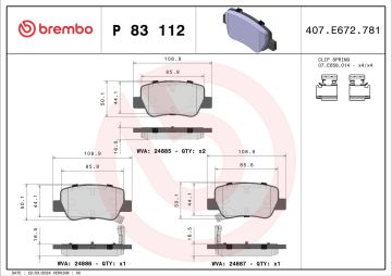 Toyota Avensis Arka Fren Balatası 1.8 147 Beygir 2009-2018 BREMBO