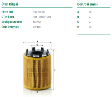 Opel Corsa D Yağ Filtresi 1.3 CDTI 75 Beygir Z13DTJ Motor Tırnaklı Tip 2006-2010 MANN