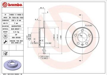 Skoda Fabia Arka Fren Diski 1.2 TSI 110 Beygir 232 mm Çap 2006-2015 BREMBO