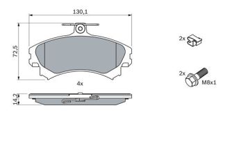 Mitsubishi Colt Ön Fren Balatası 1.5 Benzinli 2005-2012 BOSCH