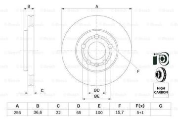 Skoda Fabia Ön Fren Diski 1.2 TSI 90 Beygir 256 mm Çap 2006-2015 BOSCH