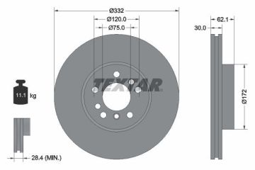 BMW E53 X5 3.0i Ön Fren Diski 332 mm Çap 2000-2007 TEXTAR