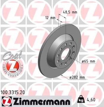 Skoda Octavia RS Arka Fren Diski 282 mm Çap 2004-2012 ZIMMERMANN