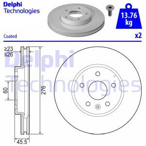 Opel Astra J Ön Fren Diski 1.3 CDTi 276 mm Çap 2010-2015 DELPHI