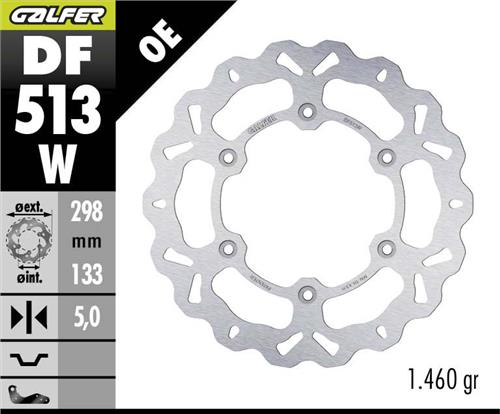 YAMAHA XV950R Arka Fren Diski 298 mm 2014 2020 Arası GALFER DALGALI SABİT ÇELİK DİSK