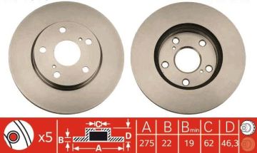 Toyota Auris Ön Fren Diski Benzinli Japon Montaj 275 mm Çap 2007-2012 TRW
