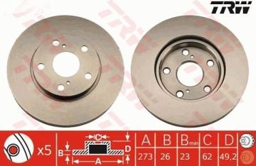 Toyota Corolla Ön Fren Diski 1.4 Dizel 273 mm Çap 2007-2012 TRW