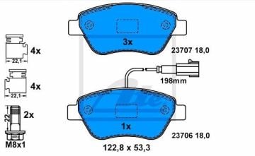Fiat Linea Ön Fren Balatası 1.4 Benzinli 77 Beygir / Fişli 2007-2017 ATE