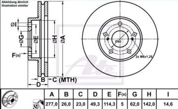 Toyota Corolla Ön Fren Diski 1.4 Dizel 277 mm 2013-2018 ATE ORIGINAL