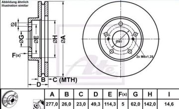 Toyota Auris Ön Fren Diski 1.4 Dizel 277 mm 2013-2018 ATE ORIGINAL
