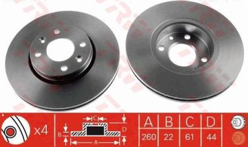 Renault Megane 2 Ön Fren Diski 1.4 16V 260 mm Çap 2003-2009 TRW