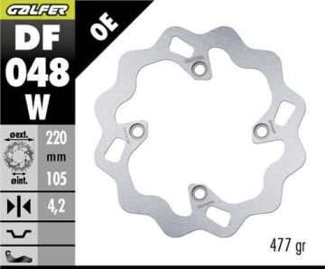 Honda CBR 125 R Arka Fren Diski 220 mm 2011-2019 GALFER DALGALI SABİT DİSK