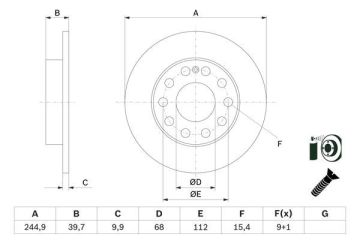 Audi A4 Arka Fren Diski 1.6 102 Beygir 245 mm Çap 2005-2008 BOSCH