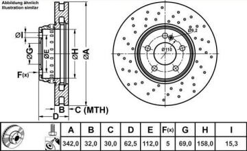 Mercedes E Serisi W213 Kasa E220 D Ön Fren Diski AMG Spor Paket İçin Delikli 342 mm Çap 2016-2023 ATE ORIGINAL