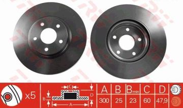 Volvo C70 Ön Fren Diski 16'' / 17'' Sistem 300 mm Çap 2006-2013 TRW