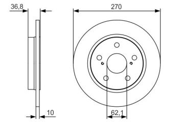 Toyota Corolla Arka Fren Diski 1.4 Dizel 270 mm Çap 2013-2018 BOSCH