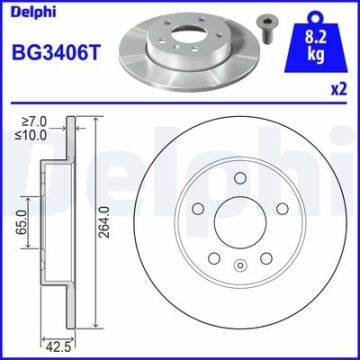 Opel Astra H Arka Fren Diski 1.6 16V 115 Beygir 264 mm 5 Bijon Modeller İçin 2005-2010 DELPHI