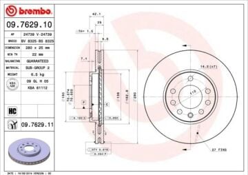 Opel Astra H Ön Fren Diski 1.6 16V 115 Beygir 280 mm 5 Bijon Modeller İçin 2005-2010 BREMBO