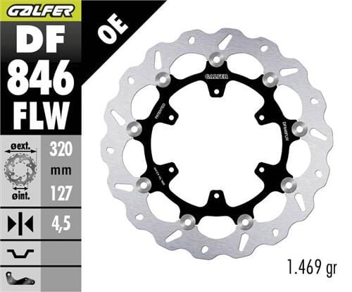Husqvarna Supermoto 701 Ön Fren Diski 320 mm 2015 Sonrası GALFER DALGALI HAREKETLİ ÇELİK DİSK