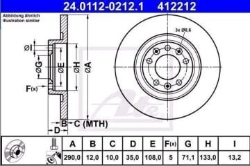 Citroen C5 Aircross Arka Fren Diski 1.2 Hybrid 136 Beygir 290 mm Çap 2018-2025 ATE ORIGINAL
